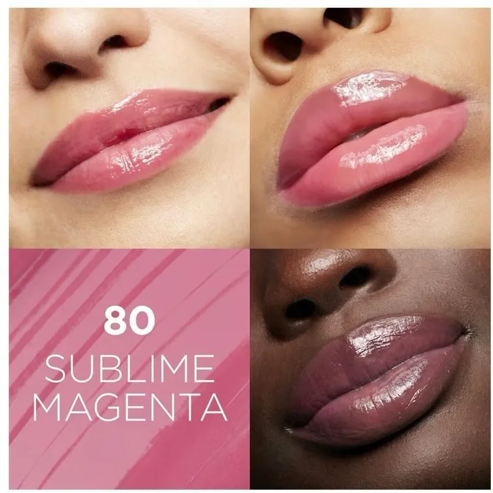 NWT L'Oreal Paris 80 Sublime Magenta Pink Glow Paradise Hydrating Lip Balm Gloss